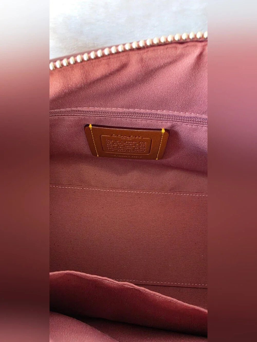 COACH Brown Signature Canvas Satchel with Pink Trim
